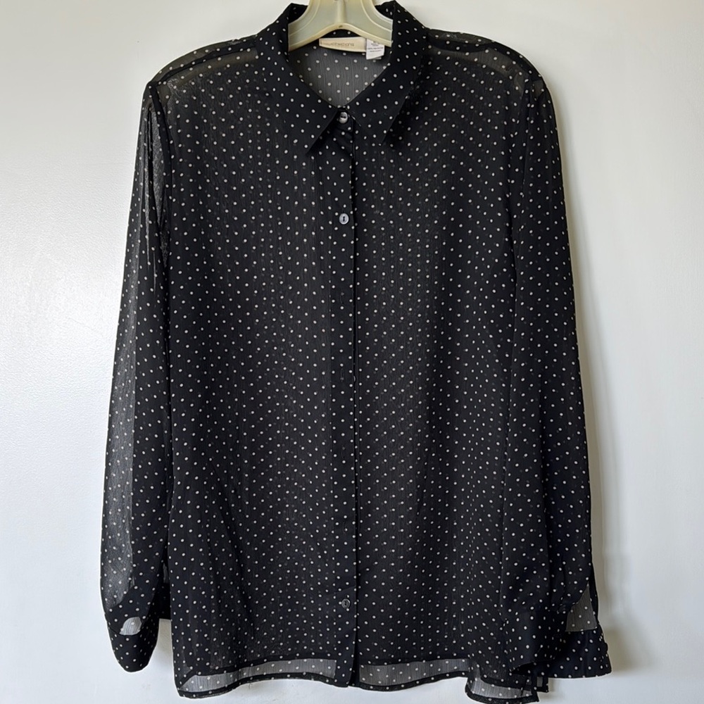 Chico's Black Long Sleeve Notched Collar Blouse